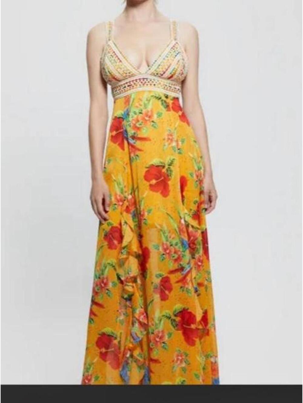 Guess Serena Parrot maxi dress Size XLarge
